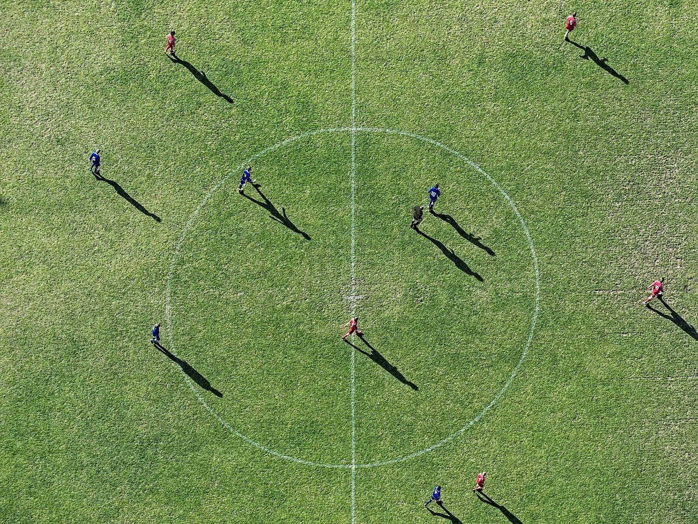 Fußballfeld aus der Vogelperspektive